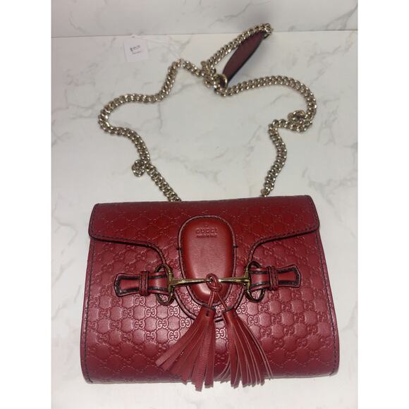 Gucci Leather Chain Shoulder Bag in Red - Picture 1 of 5